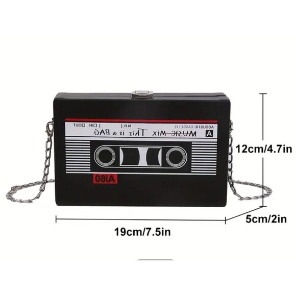 Medium Retro Cassette Tape Shoulder purse crossbody box bag, throwback, 90s, 80s - Picture 2 of 6